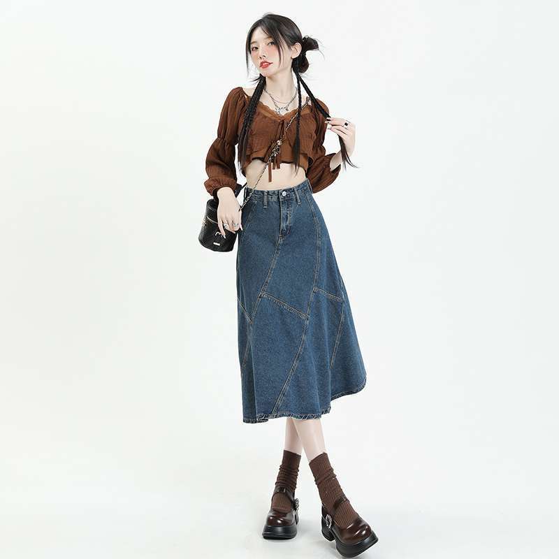 Stylish High-Waist Denim Skirt for Women