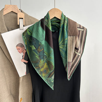 Tropical Jungle Bicolor Silk Wool Square Scarf