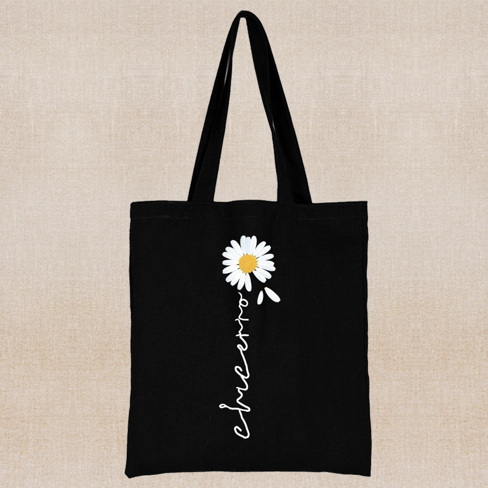 Daisy Print Canvas Shopping Bag: Eco-Friendly Style