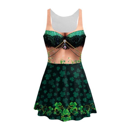 Oversized Women's St. Patrick's Day Printed A-Line Dress