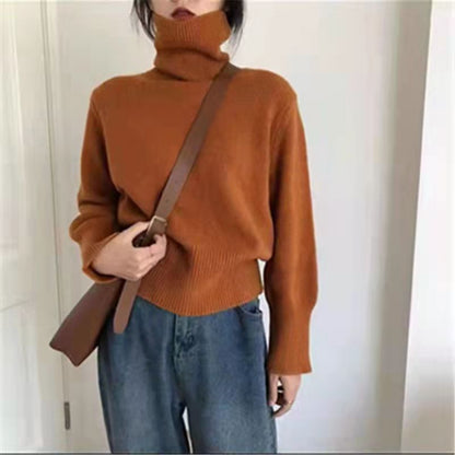 Lazy Style Turtleneck Sweater Women New Retro Loose Knit Top