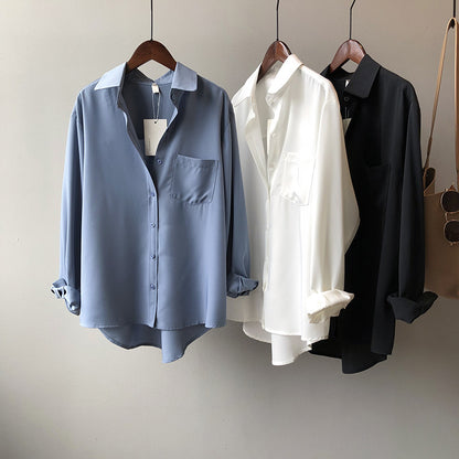 Women's long sleeve lapel shirt