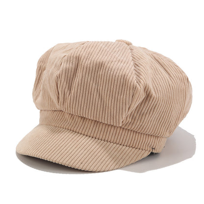 Pure Color Corduroy Hat Women's Trendy Wild Literary Cap