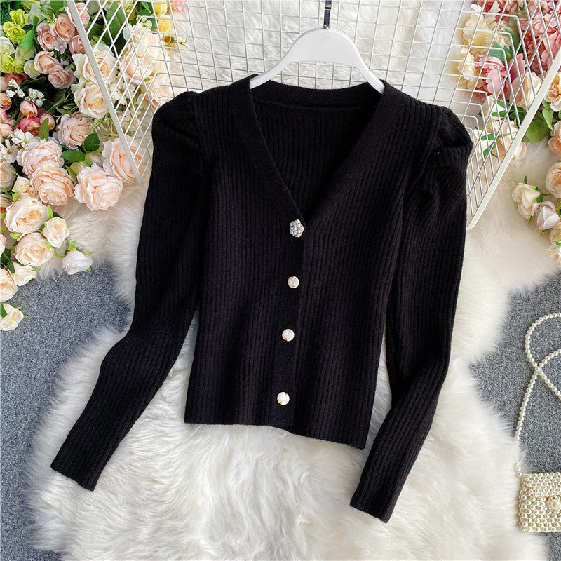 V-neck sweater women cardigan sweater