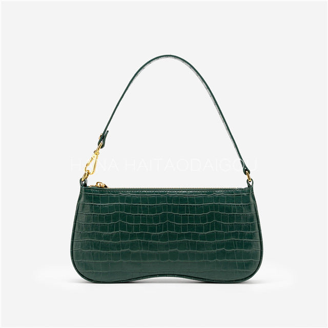 Vintage Crocodile PU One-Shoulder Handbag