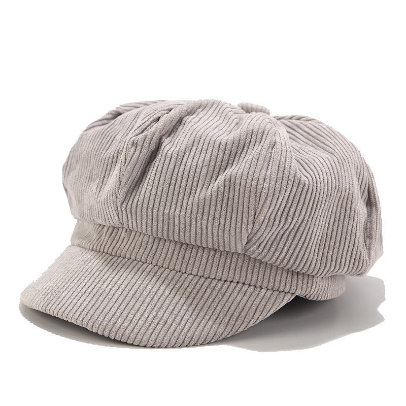 Pure Color Corduroy Hat Women's Trendy Wild Literary Cap