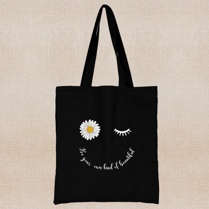 Daisy Print Canvas Shopping Bag: Eco-Friendly Style