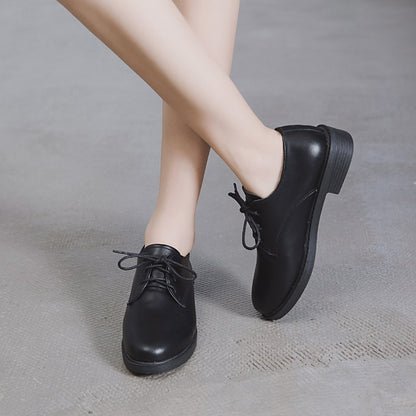 New Style Small Leather Shoes Women's Casual Lace Up Work Shoes