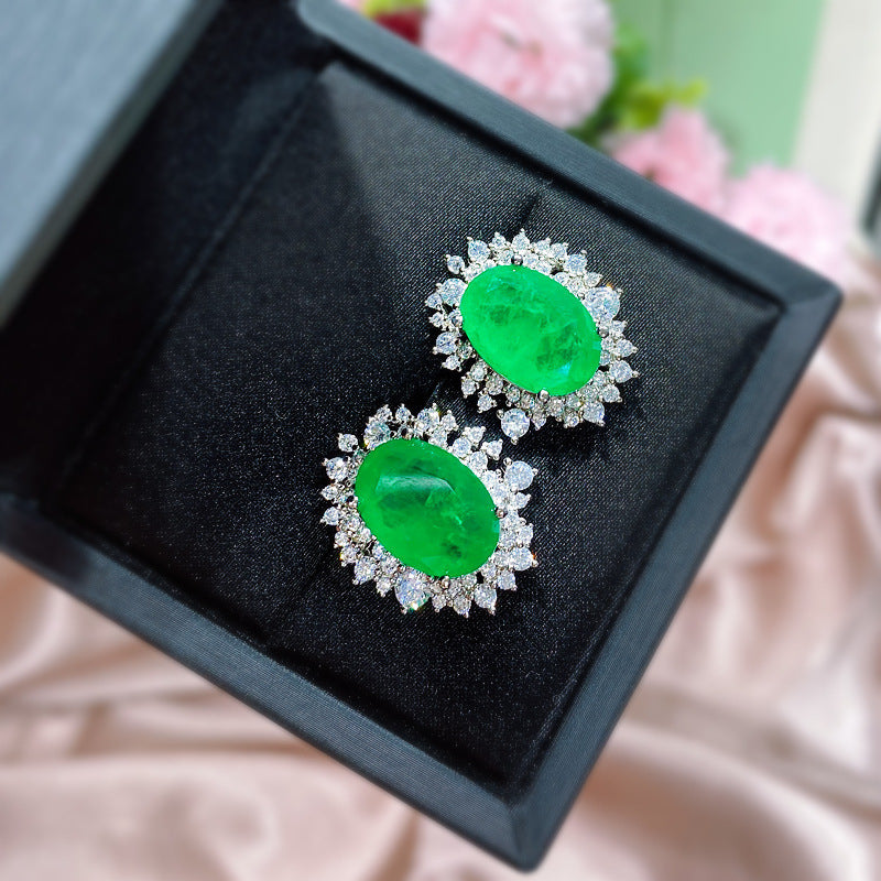 Vintage Earrings with Paraiba and Emerald