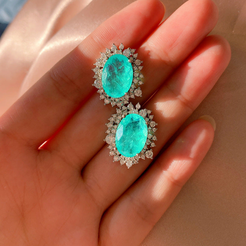 Vintage Earrings with Paraiba and Emerald