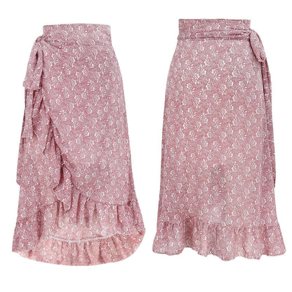 Floral Chiffon Wrap Skirt for Women