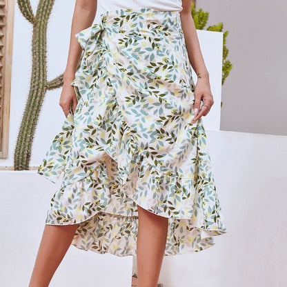 Floral Chiffon Wrap Skirt for Women