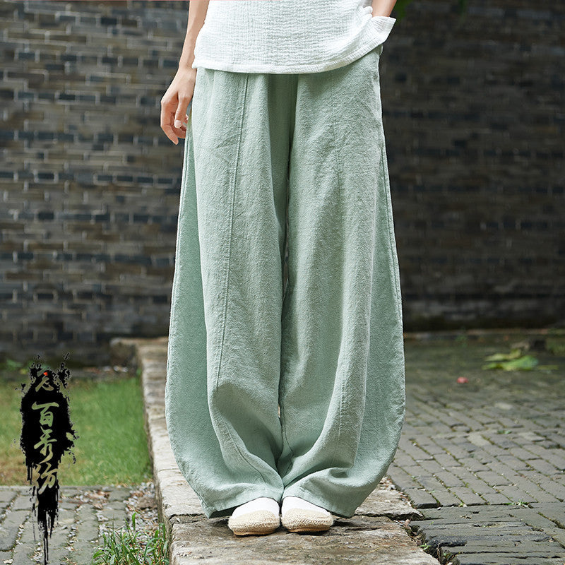 Retro Slimming Washed Casual Bloomers Trousers