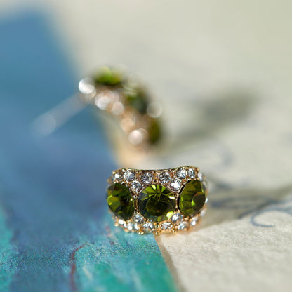 Retro Olive Green Zircon Stud Earrings