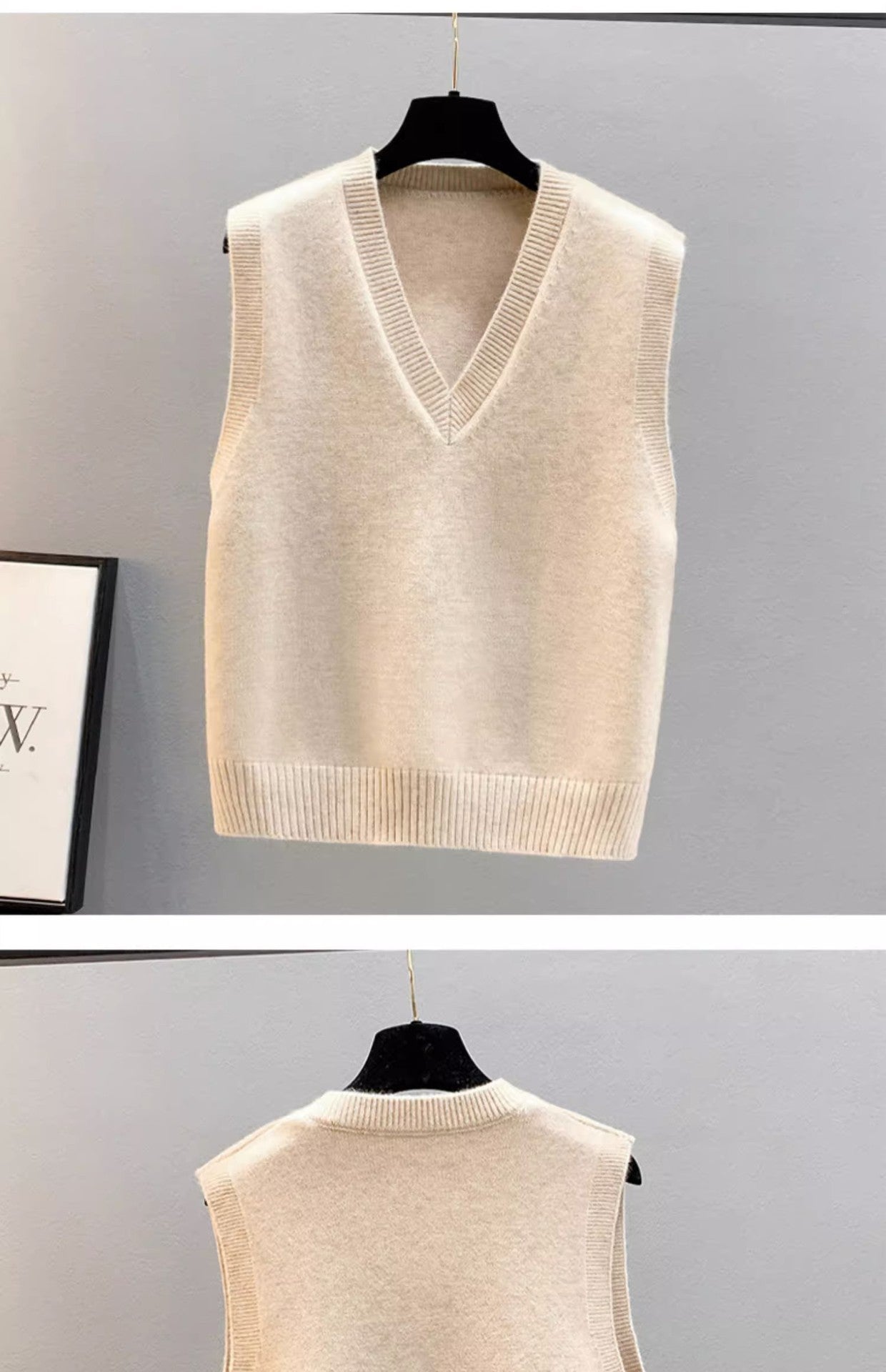 Female Knitting Sweater V-neck Loose-fitting Waistcoat