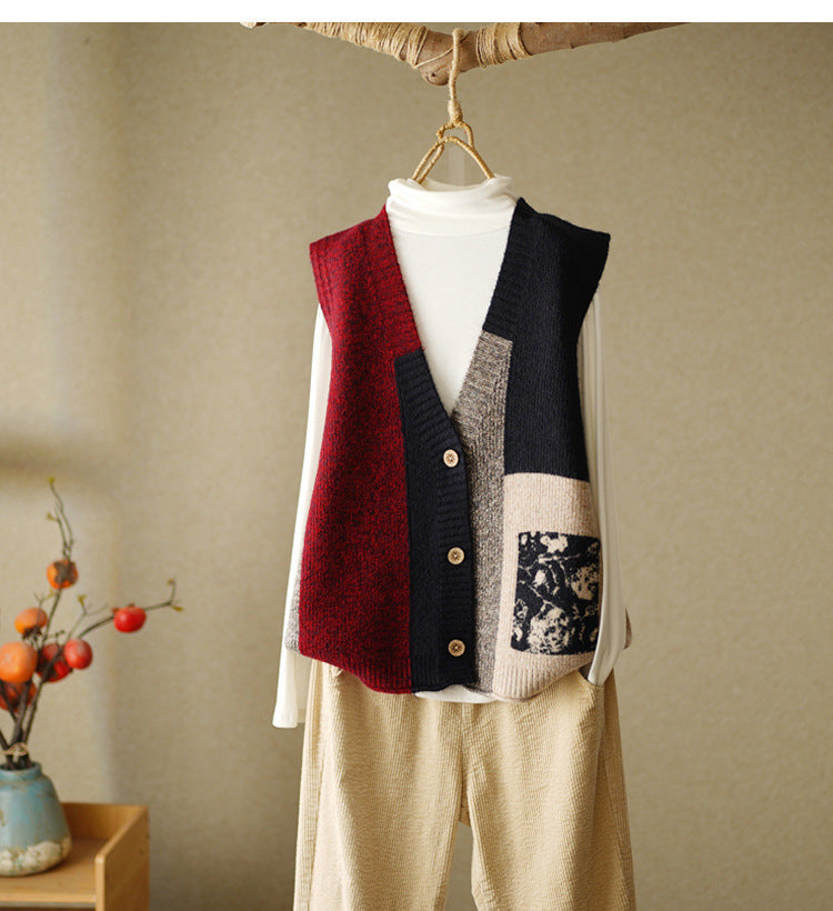 Women's Vintage Knitted Vest Cardigan