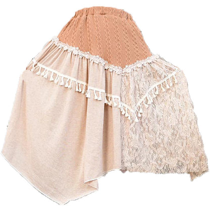 Girly Sweet Lace Stitching Irregular Bust Skirt