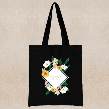 Daisy Print Canvas Shopping Bag: Eco-Friendly Style