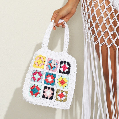 Mixed Color Non-Located Ethnic Hand Crochet Tote Bag