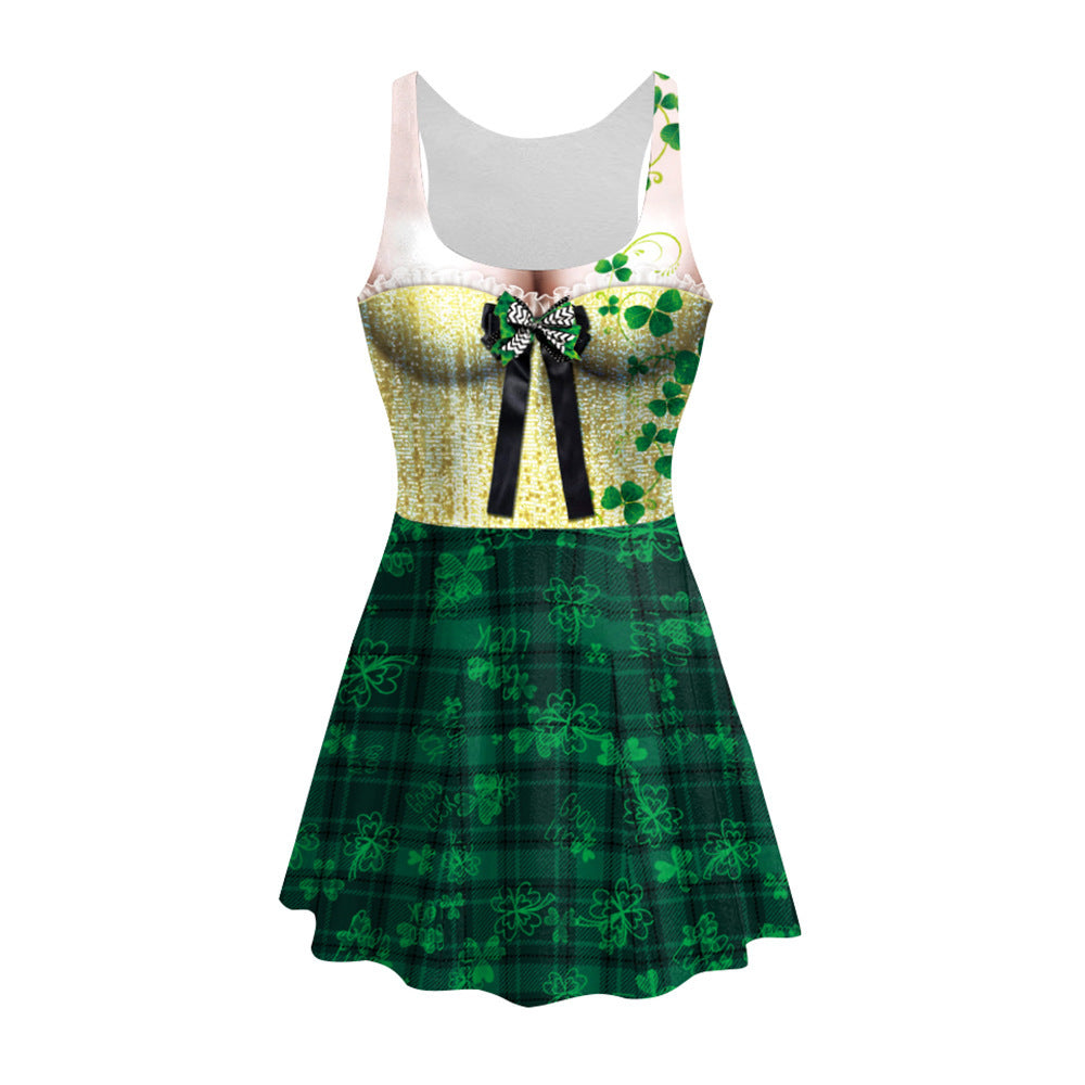 Oversized Women's St. Patrick's Day Printed A-Line Dress