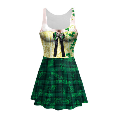 Oversized Women's St. Patrick's Day Printed A-Line Dress