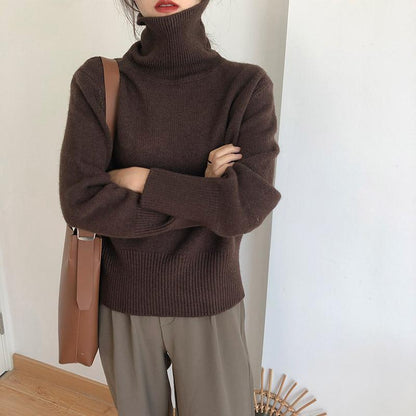 Lazy Style Turtleneck Sweater Women New Retro Loose Knit Top