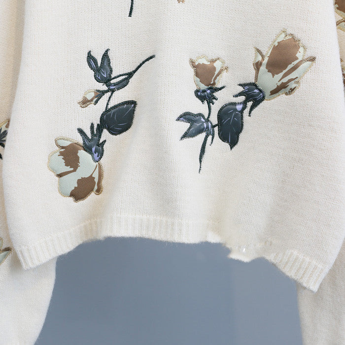 Embroidered Floral Pullover Sweater: Cozy Elegance