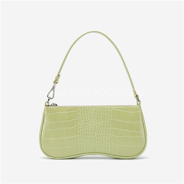 Vintage Crocodile PU One-Shoulder Handbag