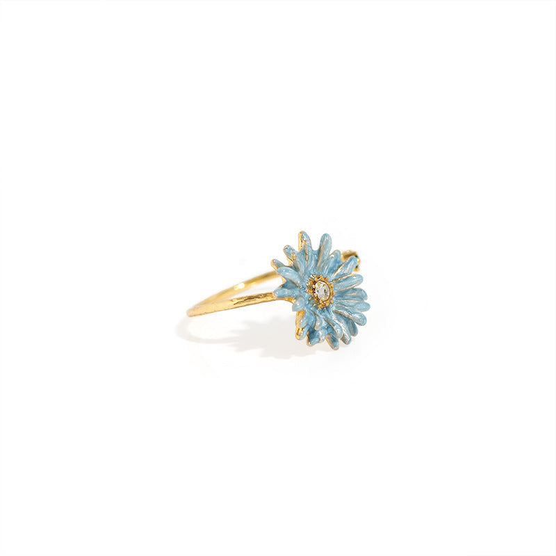 Adjustable Flower Enamel Ring: Daisy Charm