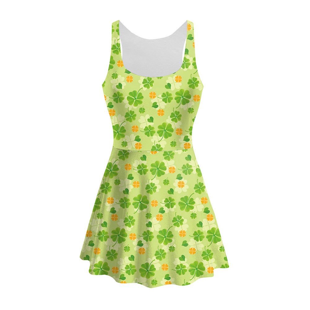 Oversized Women's St. Patrick's Day Printed A-Line Dress