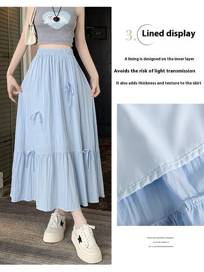 French Ballet Style Bow Layered Cake Dress Skirt For Women