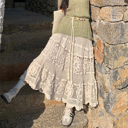 Charming Crocheted Hollow Skirt for Vintage Vibes