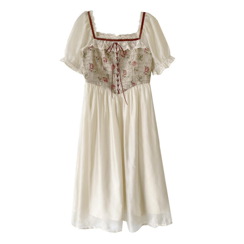 Gentle Milk Sweet  Style Fragmented Flower Dress