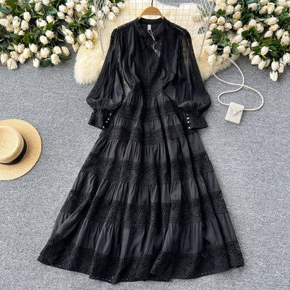 Elegant V-neck Lace Patchwork Dress