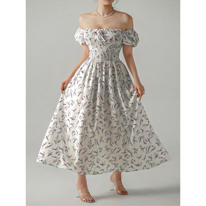 Floral Off-Shoulder A-Line Dress