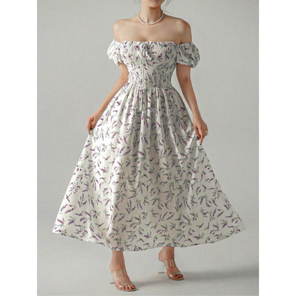 Floral Off-Shoulder A-Line Dress