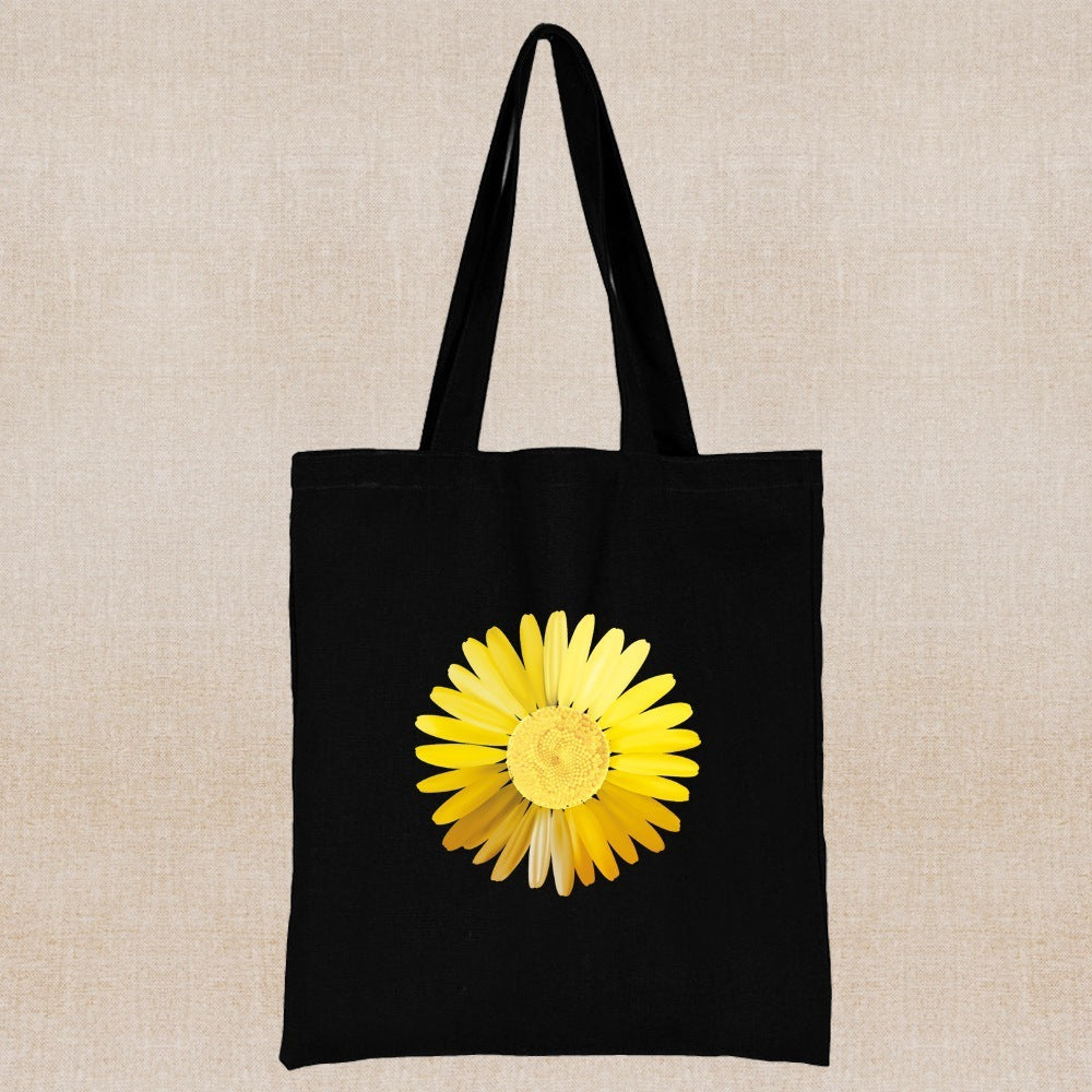 Daisy Print Canvas Shopping Bag: Eco-Friendly Style