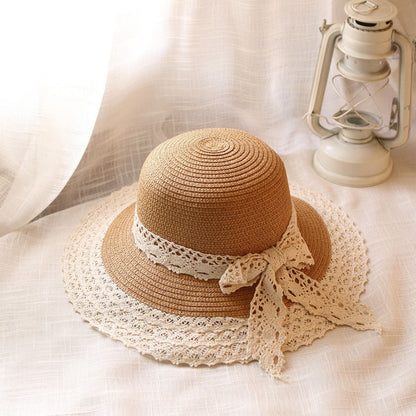 Hollow Lace Bow Fashion Seaside Holiday Bucket Hat