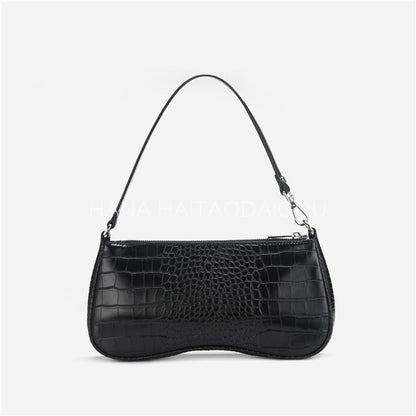 Vintage Crocodile PU One-Shoulder Handbag