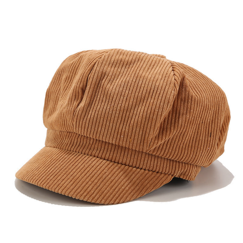 Pure Color Corduroy Hat Women's Trendy Wild Literary Cap