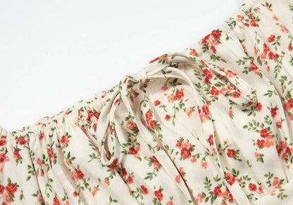 Square Collar A- Line Floral Print Dress