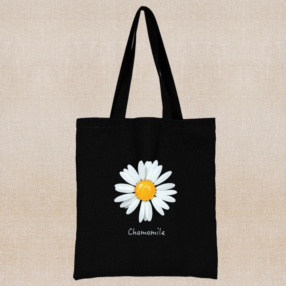 Daisy Print Canvas Shopping Bag: Eco-Friendly Style