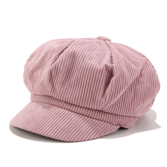 Pure Color Corduroy Hat Women's Trendy Wild Literary Cap