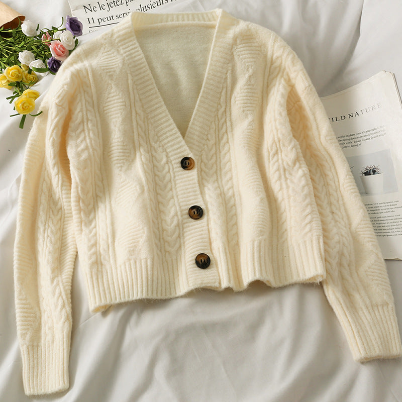 Single Breasted Cardigan With  Spaces And Long Sleeves