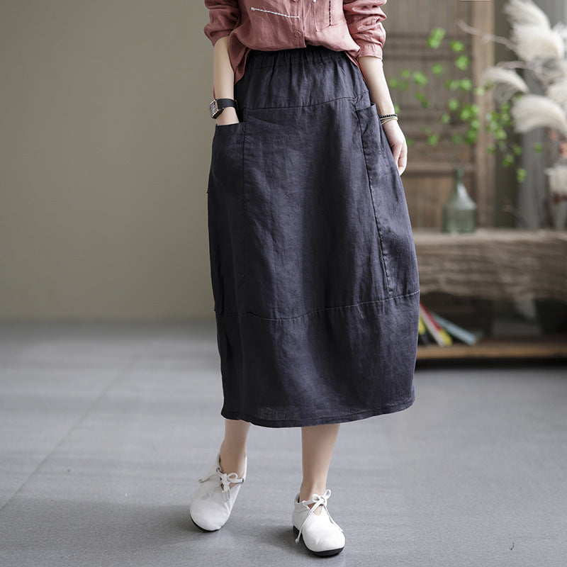 Chic Literary Linen Skirt for Effortless Style