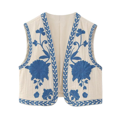 New Women's Embroidered Cardigan Vest