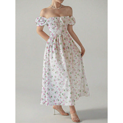 Floral Off-Shoulder A-Line Dress