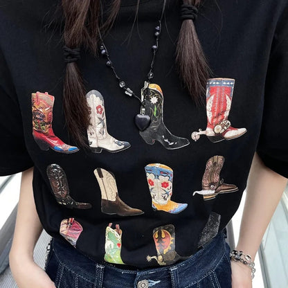 T-Shirt Women Summer Loose Vintage Boho