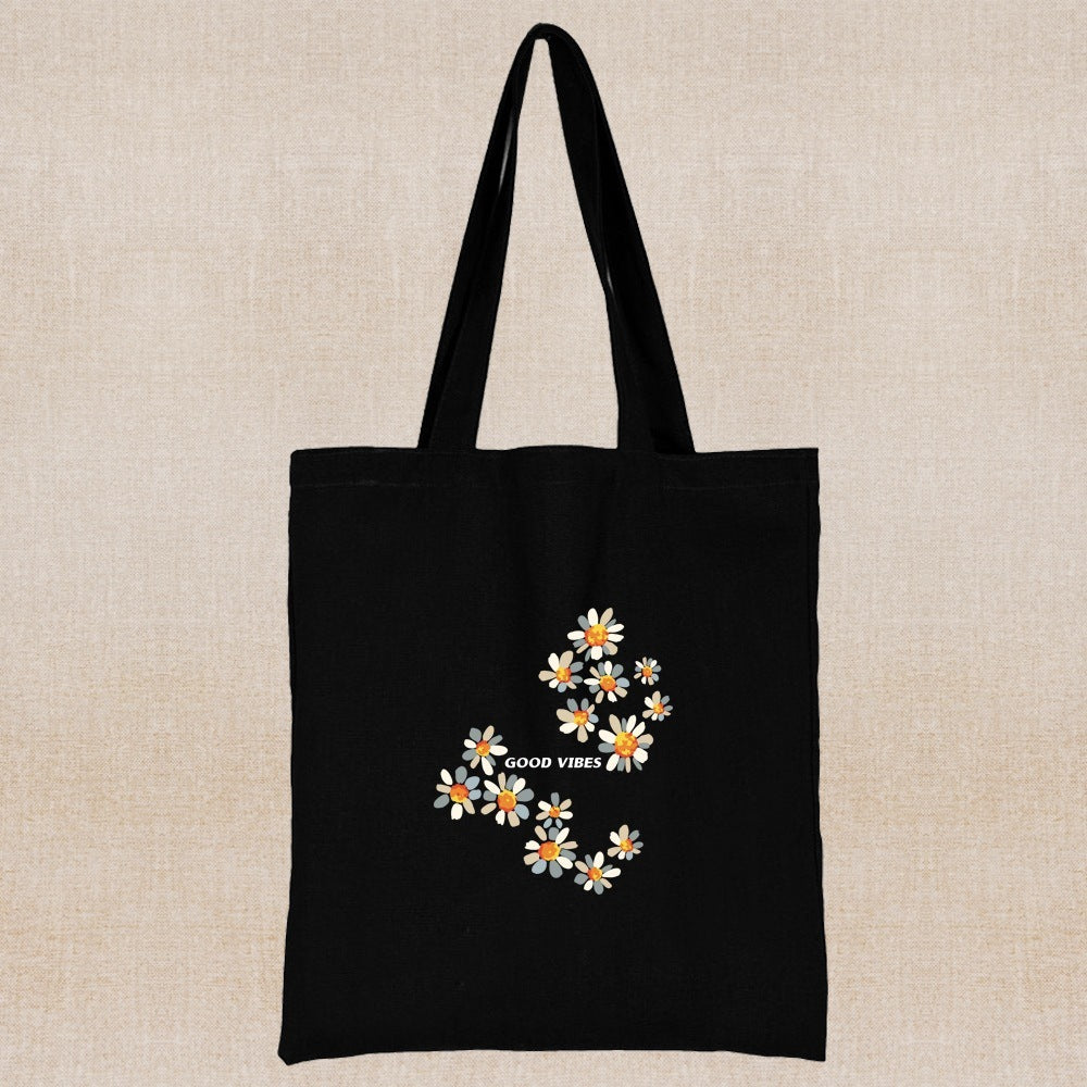 Daisy Print Canvas Shopping Bag: Eco-Friendly Style