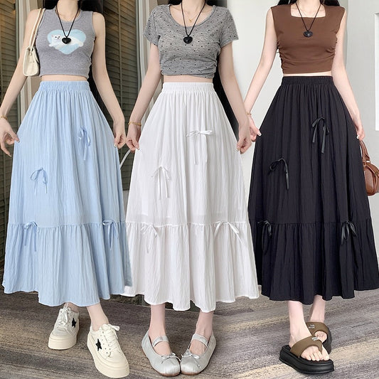 French Ballet Style Bow Layered Cake Dress Skirt For Women